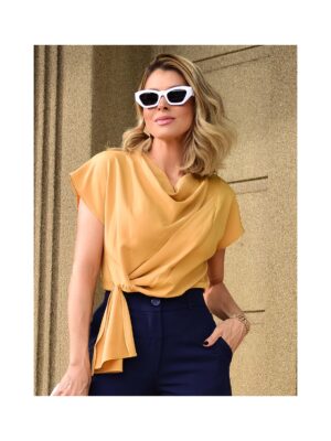 BLUSA CREPE COM DRAPEADO LUZIA FAZZOLLI