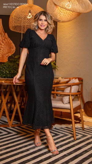VESTIDO RENDA DETALHE NESGAS LUZIA FAZZOLLI