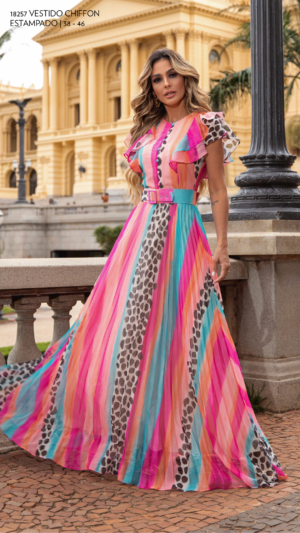 VESTIDO ESTAMPADO PLISSADO LUZIA FAZZOLLI