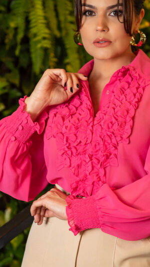 CAMISA CHIFFON BABADINHOS LUZIA FAZZOLLI