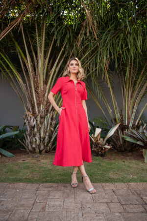 VESTIDO ALFAIATARIA CHEMISIER COM ZÍPER LUZIA FAZZOLLI