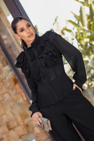 CAMISA DE CHIFFON PLISSADA LUZIA FAZZOLLI