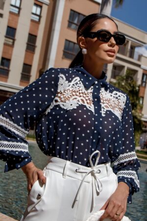 CAMISA CHIFFON COM ENTREMEIOS LUZIA FAZZOLLI