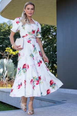 VESTIDO ALFAIATARIA ESTAMPADO COM CINTO LUZIA FAZZOLLI