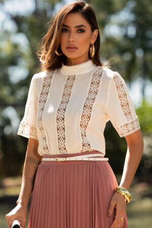 BLUSA DE LINHO COM ENTREMEIO LUZIA FAZZOLLI