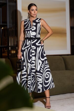 VESTIDO SARJA COM BOTÕES FORRADOS LUZIA FAZZOLLI