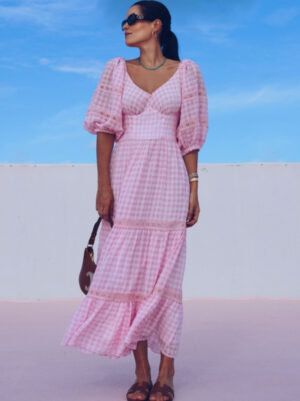 VESTIDO CHIFFON VICHY LUZIA FAZZOLLI