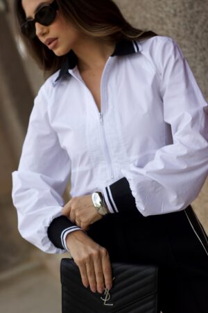 CAMISA TRICOLINE GOLA E PUNHO RETILÍNEA LUZIA FAZZOLLI