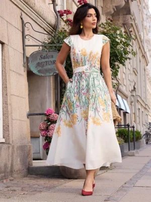 VESTIDO LINHO ESTAMPA FLORAL LUZIA FAZZOLLI